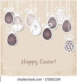 Easter card with eggs on vintage background. Vector illustration