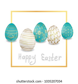Easter card with eggs on the white background