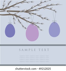 Easter card with eggs on the willow branch