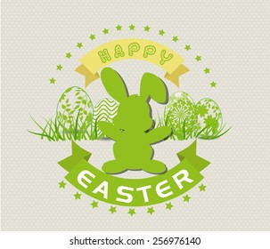 Easter card with eggs and rabbits