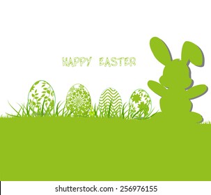 Easter card with eggs and rabbits