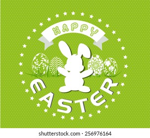Easter card with eggs and rabbits