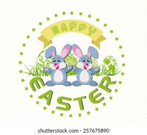 Easter card with eggs and rabbits