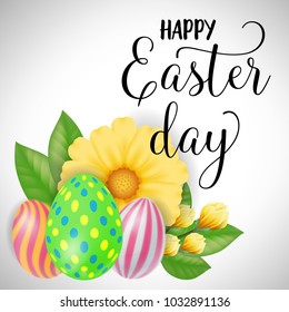 Easter Card with Eggs and Yellow Flower