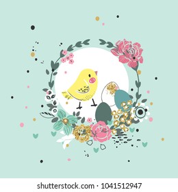 easter card floral wreath