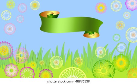 easter card with flowers and baner