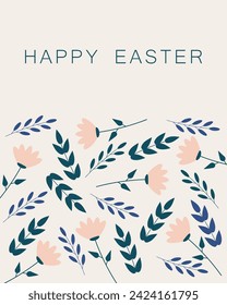 Tarjeta de Pascua con flores y hojas	