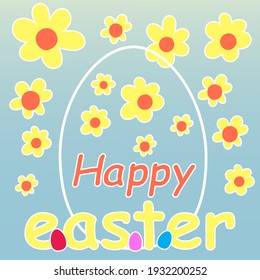 Easter card with flowers. Vector illustration