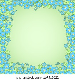 Easter card with forget-me-not. Vector cartoon illustration.
