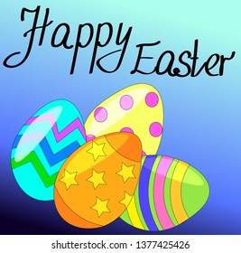 Easter card with four eggs