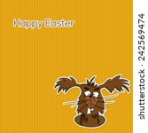 Easter card - funny bunny on yellow background (vector)
