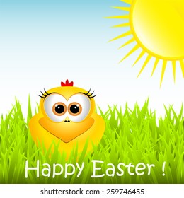 Easter card with funny chicken
