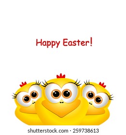 Easter card with funny chickens