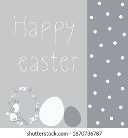 easter card in gray-white colors, vector graphics
