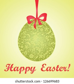 Easter card with green decorative egg