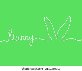 Easter card in green. Hand drawn. Easter Bunny.