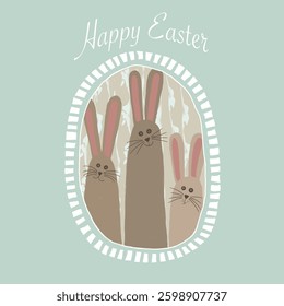 Easter card, easter greeting card vector, easter bunny, easter egg, gift card, poster card.