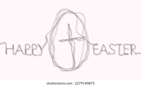 Easter card. Hand drawing vector card. Lines drawing.