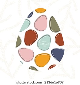 Easter card with hand drawn egg. Paper cut style.  