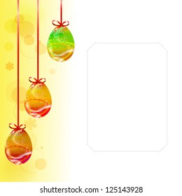 Easter card with hanging eggs
