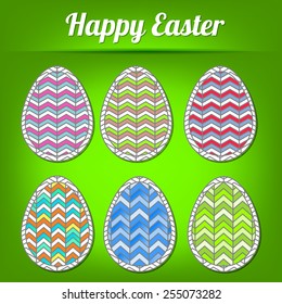 Easter card. Happy Easter.Easter eggs with stained-glass pattern. Vector