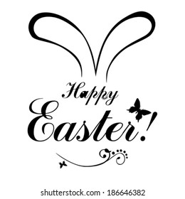 Easter card. Happy Easter hand drawn lettering. Vector illustration 