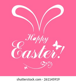 Easter card. Happy Easter hand drawn lettering. Vector illustration 