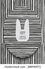 Easter card. Happy Easter. Hand drawn holiday label in black and white. Vector.