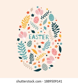 Easter card. Happy Easter holiday handwritten calligraphy text. Easter spring arrangement. Easter greeting cards in pastel color .