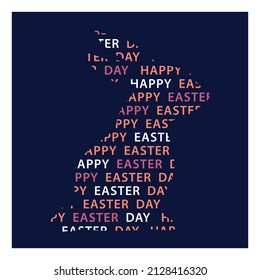 Easter card. A hare consisting of inscriptions.