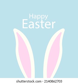 Easter card with hare ears. Cute colorful vector illustration.
