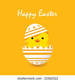 easter card with a hatching chick, vector illustration