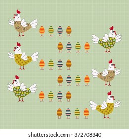 Easter card with hen and eggs