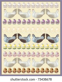 Easter card with hen and eggs.