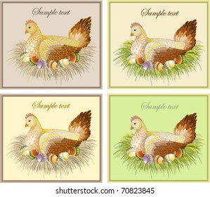 Easter card with hen and rooster