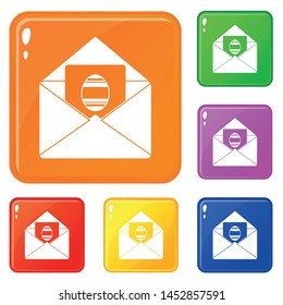 Easter card icons set collection vector 6 color isolated on white background