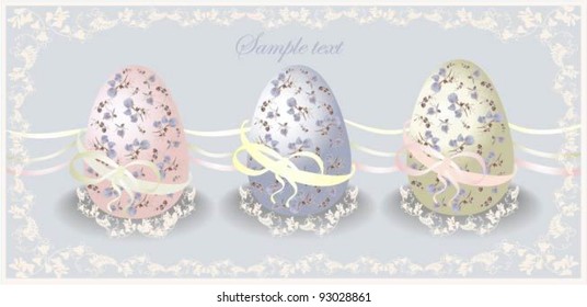 Easter card.  Illustration of Easter eggs. Illustration lace.