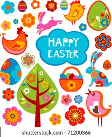 Easter card with many graphical elements