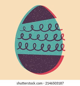 Easter card in a minimalist style. Vector illustration with riso print effect