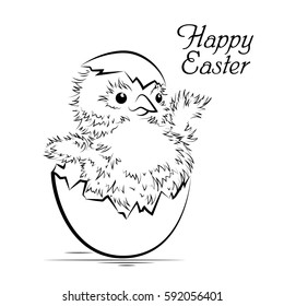 Easter card with newborn chicken. Vector illustration