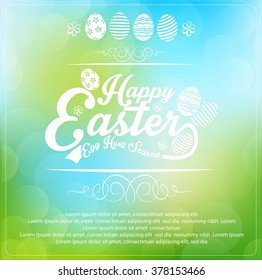 Easter card on blurred background.Vector