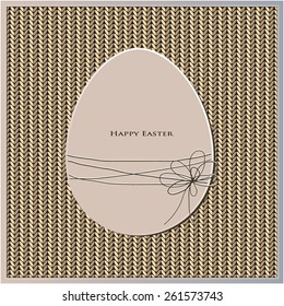Easter card on a knitted background in frame. EPS10 vector file organized in layers for easy editing.