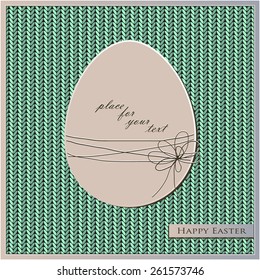 Easter card on a knitted background in frame. EPS10 vector file organized in layers for easy editing.