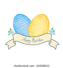 Easter card on a white background, watercolor, vector illustration.