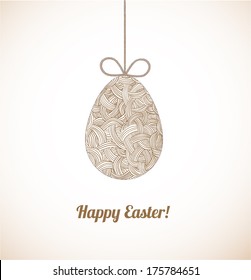 Easter card with one big ornated egg. Vector illustration