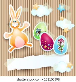 Easter card with paper elements on cardboard, vector