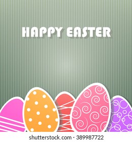 Easter card with paper painted eggs. Vector illustration.