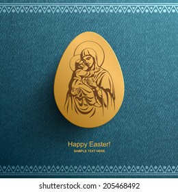 Easter card with a picture of Blessed Virgin Mary and baby Jesus Christ, Easter background, Vector illustration Eps 10