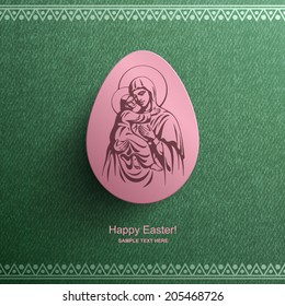 Easter card with a picture of Blessed Virgin Mary and baby Jesus Christ, Easter background, Vector illustration Eps 10