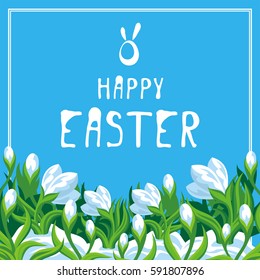 Easter card with a picture of snowdrops. Vector spring background.